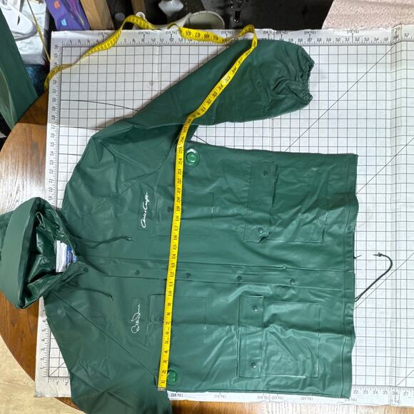 Chris Craft Dark Green Tufflex PVC Rainwear Jacket Suspender Pant Set Large - Picture 7 of 10